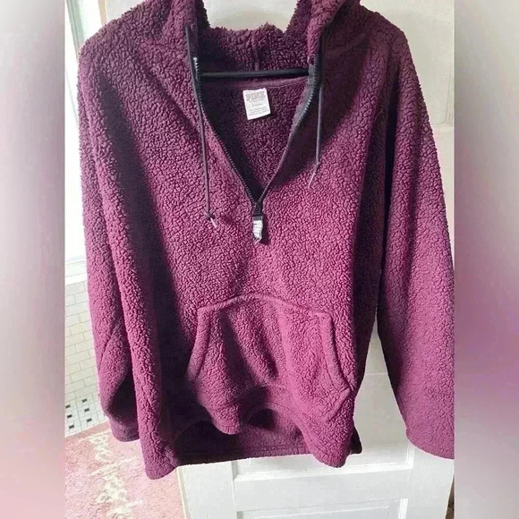 Victoria's‎ Secret pink burgundy, purple Sherpa quarters zip - Picture 1 of 4